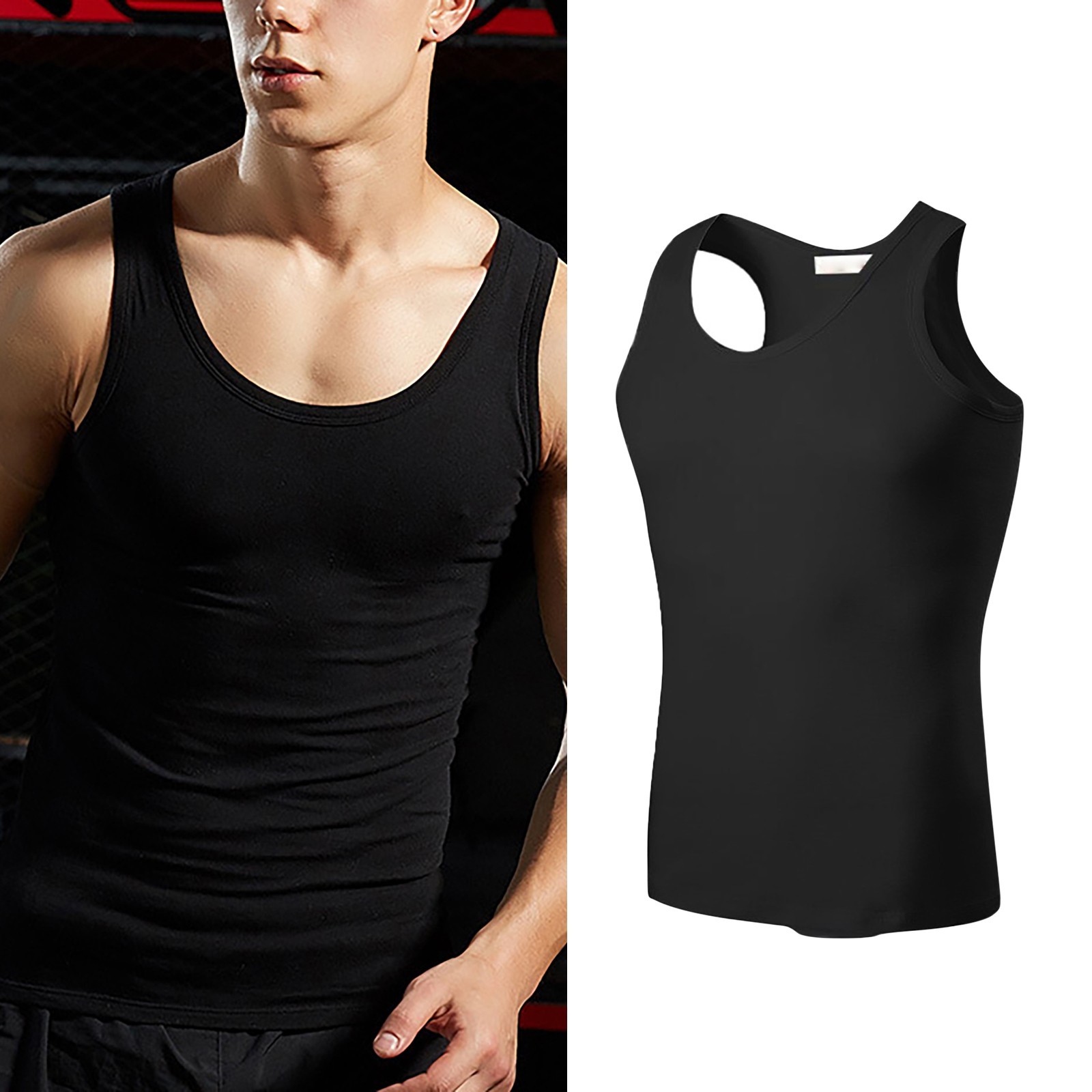 thumbnail image 5 of Camiseta interior básica para hombre: poliéster suave, ajuste elástico, lavable a máquina, talla pequeña (se recomienda elegir una talla más), 5 of 5